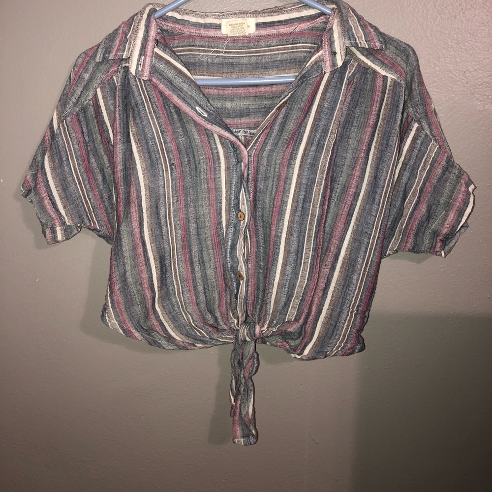 Grey button down crop top